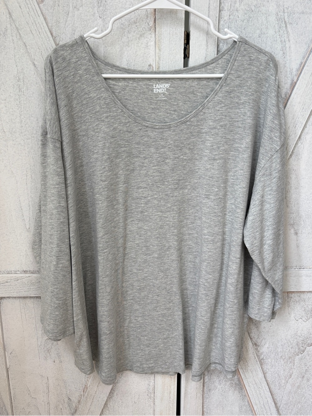 Lands' End Scoop Neck Tunic Top Women’s 2X Gray Jersey Knit Casual Classic